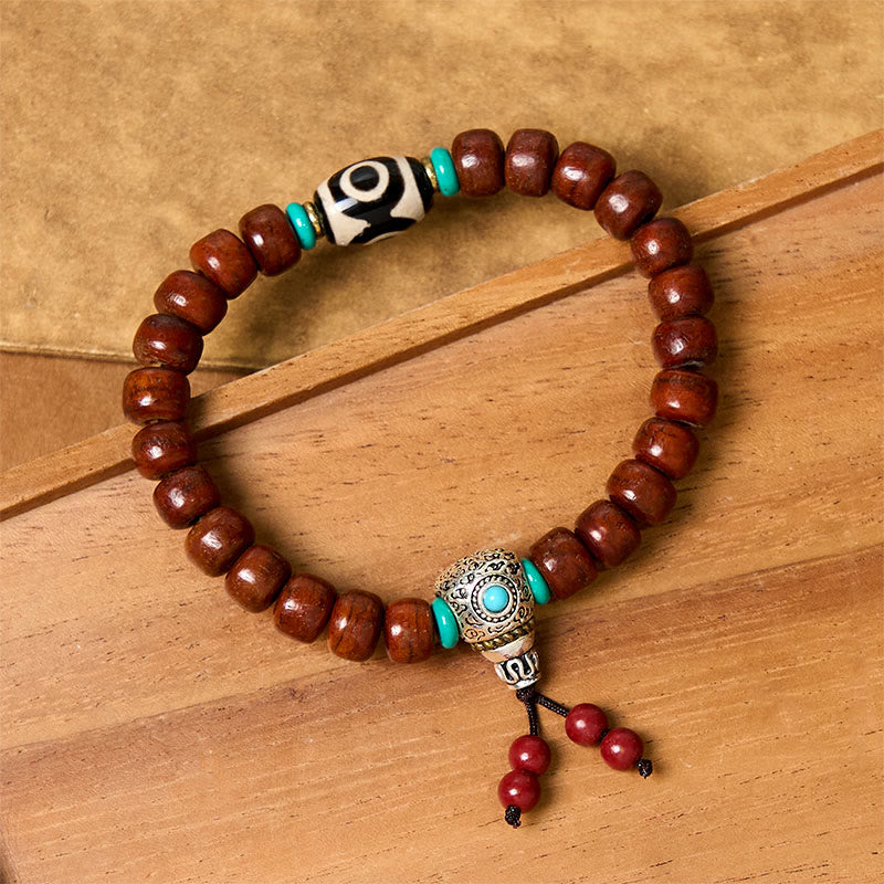 Wear FengShui Bone Beads Vajra Three-eyed Dzi Bead Luck Bracelet