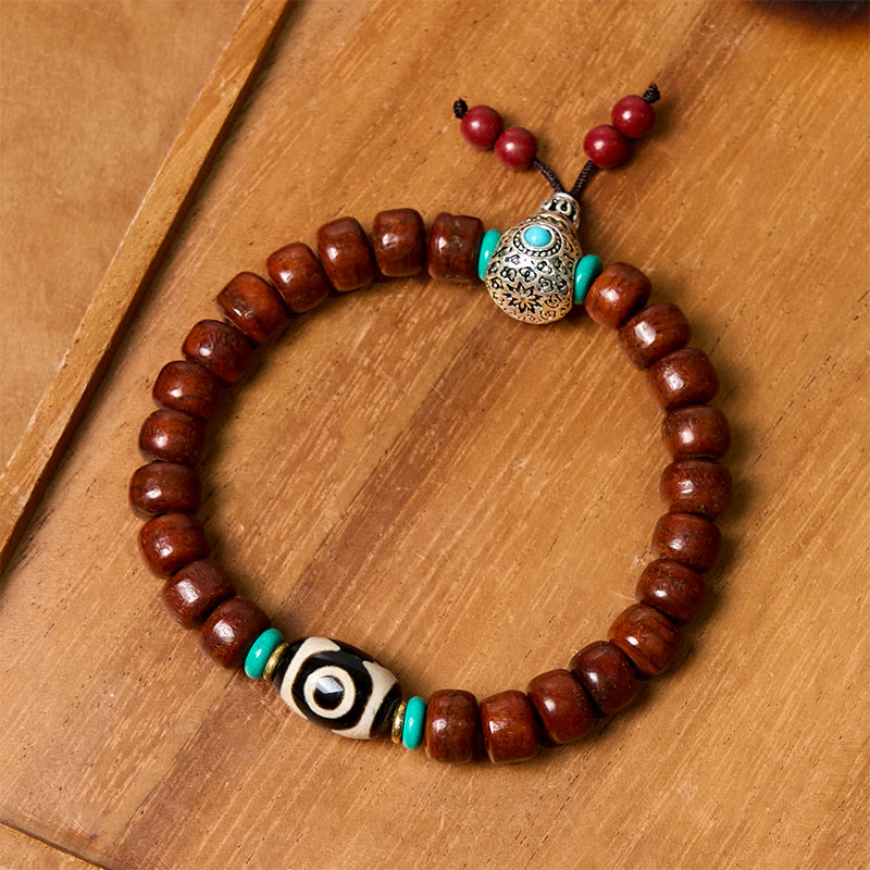 Wear FengShui Bone Beads Vajra Three-eyed Dzi Bead Luck Bracelet