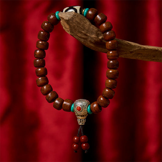 Wear FengShui Bone Beads Vajra Three-eyed Dzi Bead Luck Bracelet