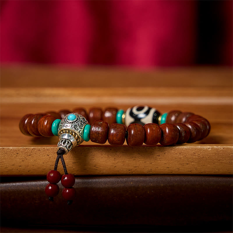 Wear FengShui Bone Beads Vajra Three-eyed Dzi Bead Luck Bracelet