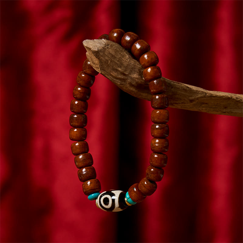 Wear FengShui Bone Beads Vajra Three-eyed Dzi Bead Luck Bracelet
