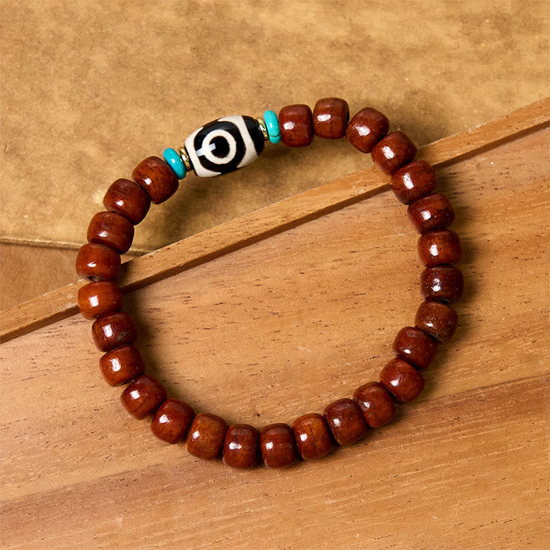 Wear FengShui Bone Beads Vajra Three-eyed Dzi Bead Luck Bracelet