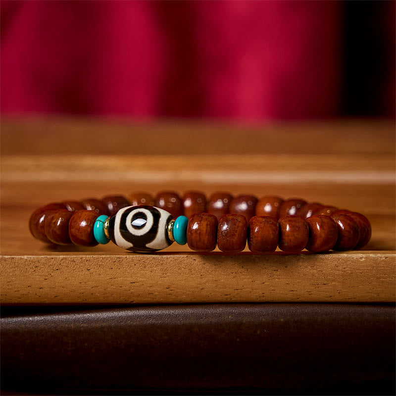 Wear FengShui Bone Beads Vajra Three-eyed Dzi Bead Luck Bracelet