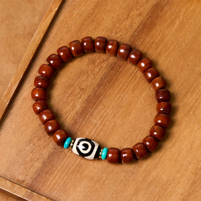 Wear FengShui Bone Beads Vajra Three-eyed Dzi Bead Luck Bracelet