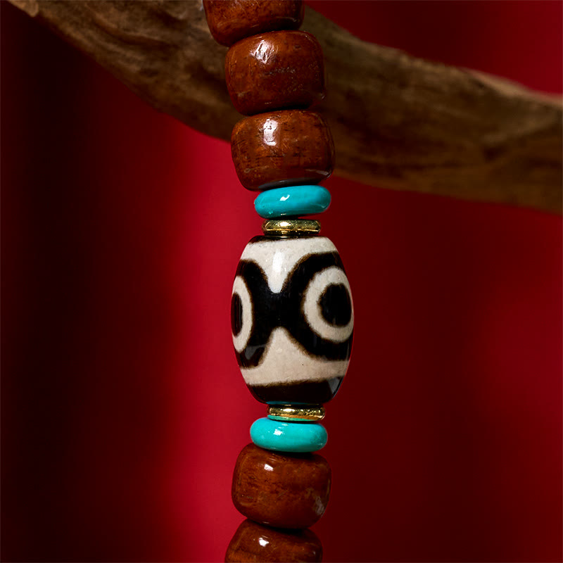 Wear FengShui Bone Beads Vajra Three-eyed Dzi Bead Luck Bracelet