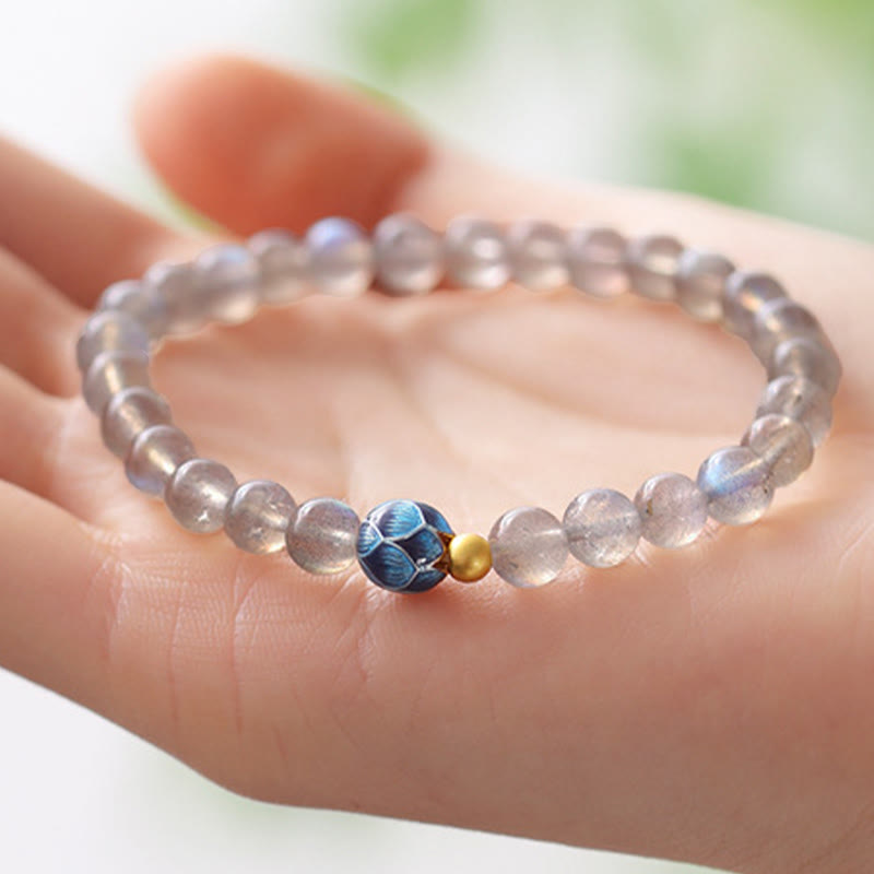 Wear FengShui Natural Moonstone Lotus Love Charming Bracelet
