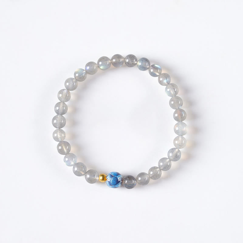 Wear FengShui Natural Moonstone Lotus Love Charming Bracelet