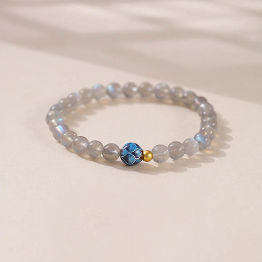 Wear FengShui Natural Moonstone Lotus Love Charming Bracelet