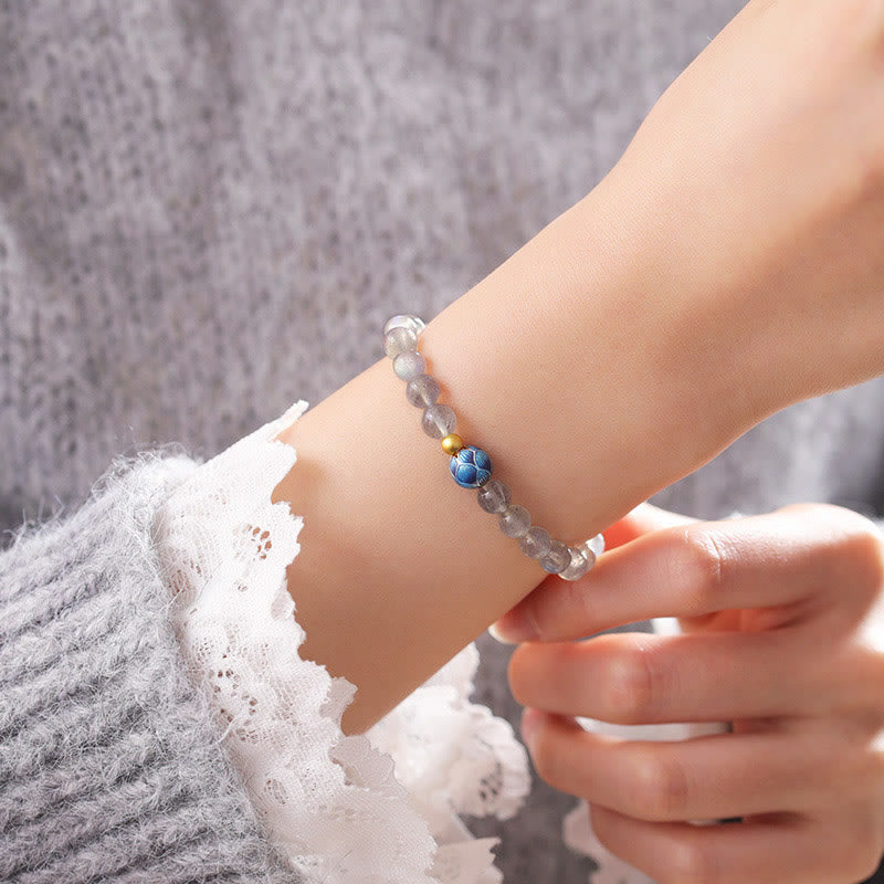 Wear FengShui Natural Moonstone Lotus Love Charming Bracelet