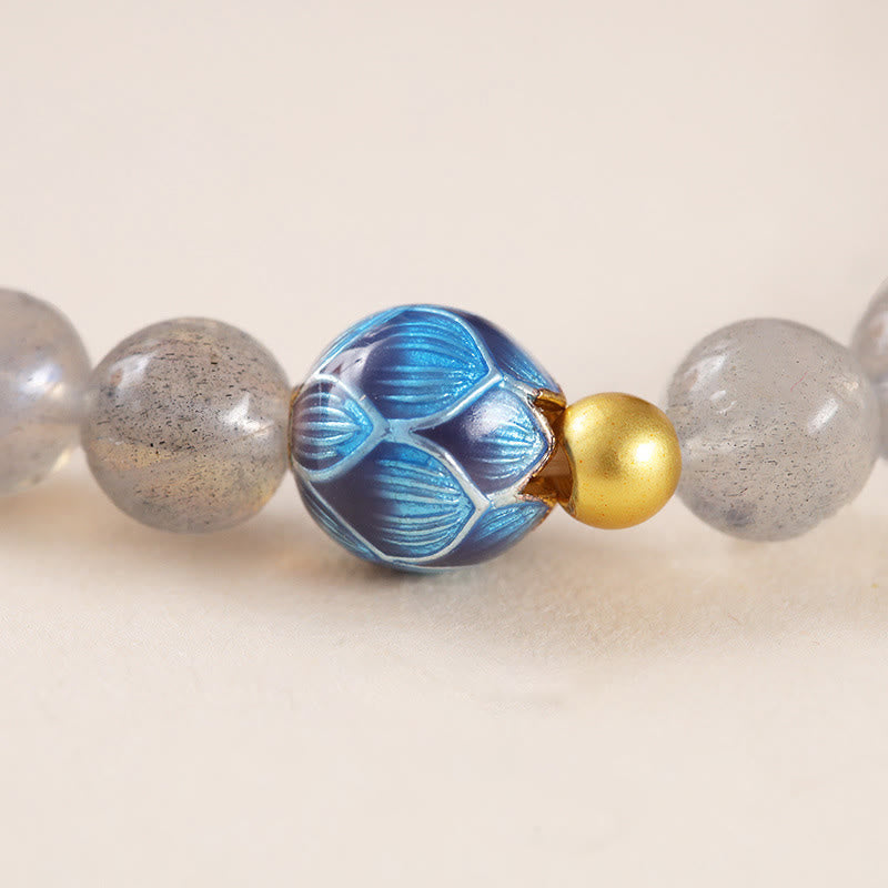 Wear FengShui Natural Moonstone Lotus Love Charming Bracelet