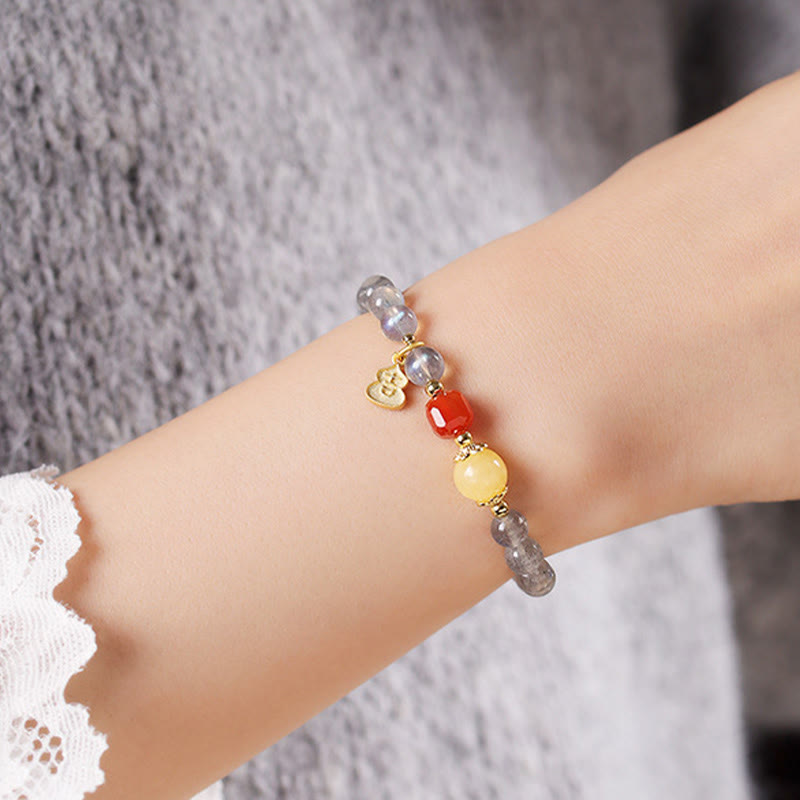 Wear FengShui Natural Moonstone Lotus Love Charming Bracelet