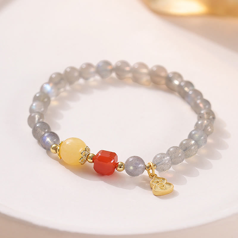 Wear FengShui Natural Moonstone Lotus Love Charming Bracelet