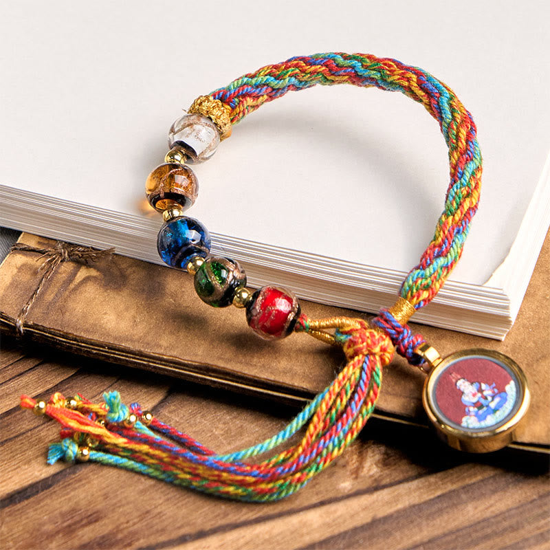 Wear FengShui Thangka Chinese Zodiac Natal Buddha Cinnabar Blessing String Bracelet