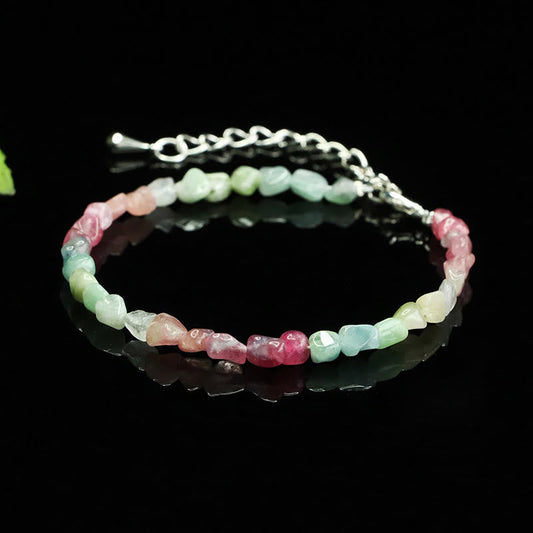 Wear FengShui 4mm Ultra-thin Tourmaline Irregular Beads Positive Chain Bracelet
