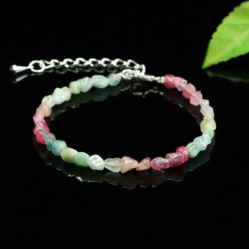 Wear FengShui 4mm Ultra-thin Tourmaline Irregular Beads Positive Chain Bracelet