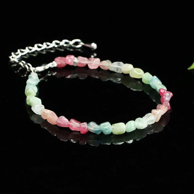 Wear FengShui 4mm Ultra-thin Tourmaline Irregular Beads Positive Chain Bracelet