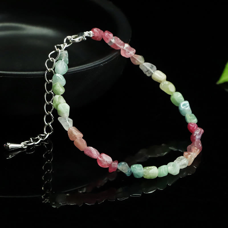 Wear FengShui 4mm Ultra-thin Tourmaline Irregular Beads Positive Chain Bracelet