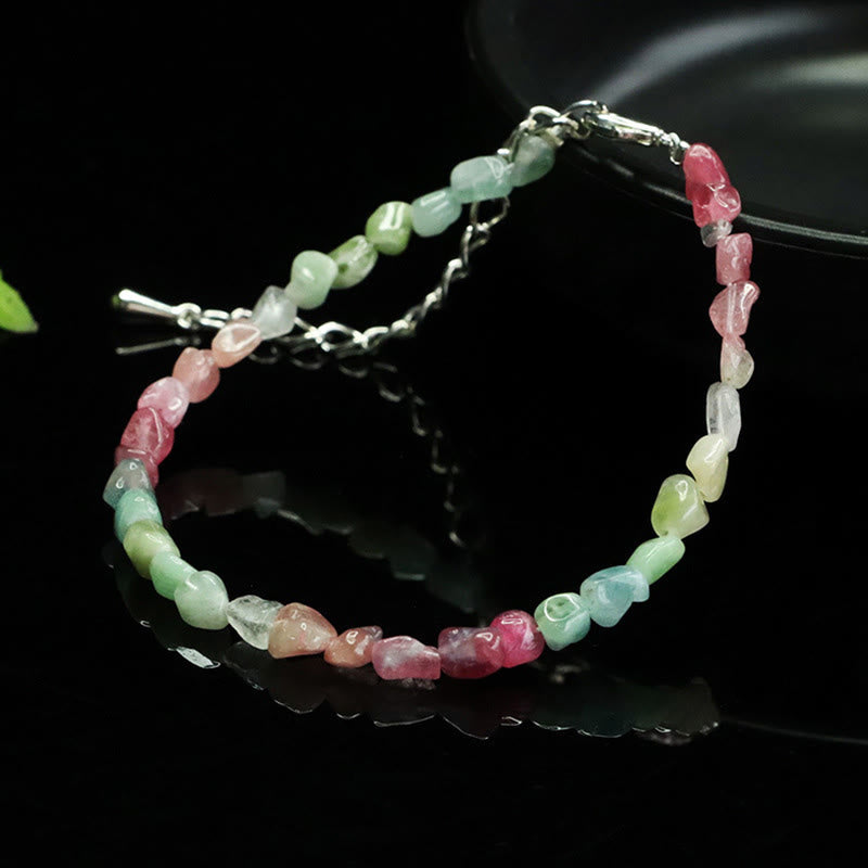 Wear FengShui 4mm Ultra-thin Tourmaline Irregular Beads Positive Chain Bracelet