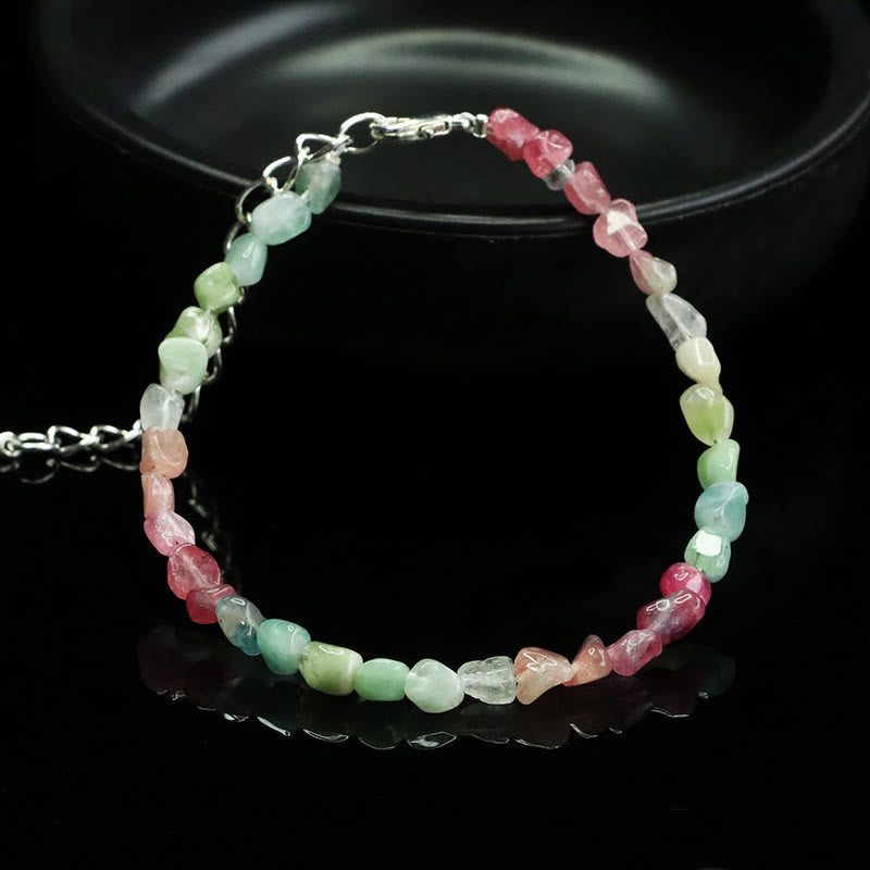 Wear FengShui 4mm Ultra-thin Tourmaline Irregular Beads Positive Chain Bracelet
