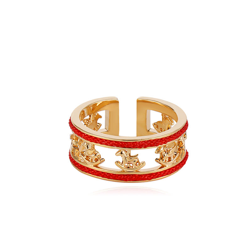 Wear FengShui Golden Year Of The Horse Luck Blessing Copper Opening Ring