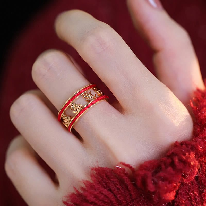 Wear FengShui Golden Year Of The Horse Luck Blessing Copper Opening Ring