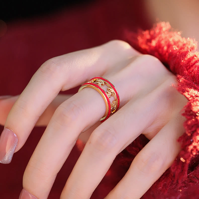 Wear FengShui Golden Year Of The Horse Luck Blessing Copper Opening Ring