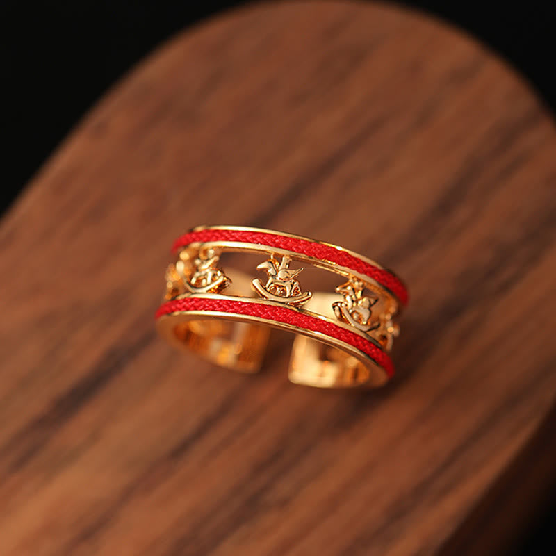 Wear FengShui Golden Year Of The Horse Luck Blessing Copper Opening Ring