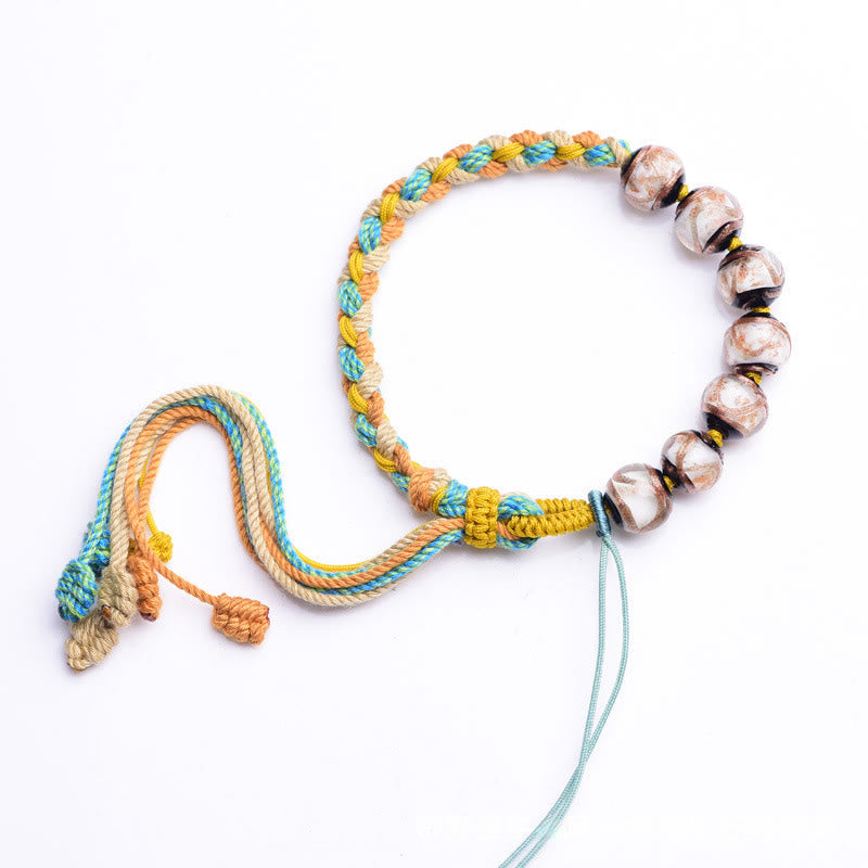Wear FengShui Tibet Liuli Glass Wishing Health And Safety String Bracelet