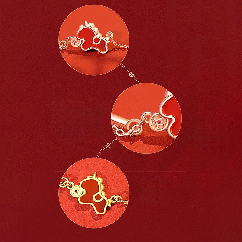 Wear FengShui 925 Sterling Silver Year Of The Horse Red String Red Agate Coin Charm Luck Bracelet