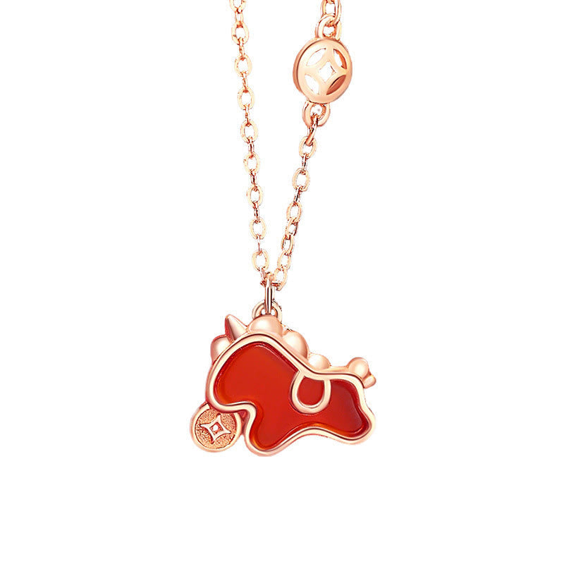 Wear FengShui 925 Sterling Silver Year Of The Horse Red String Red Agate Coin Charm Luck Bracelet