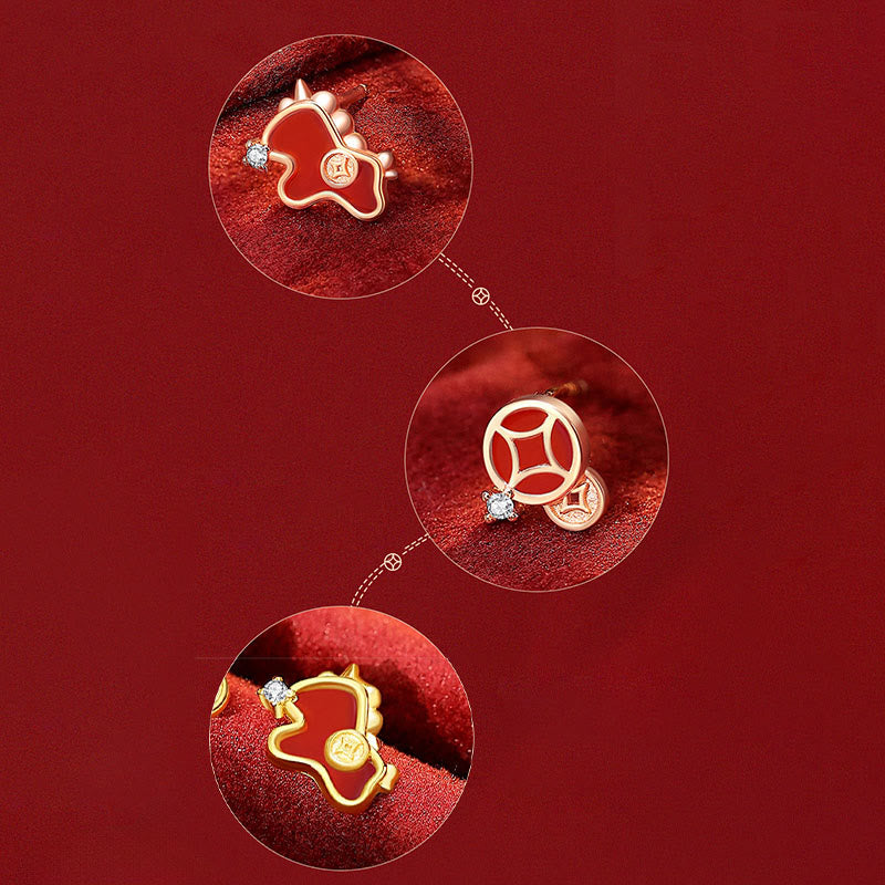 Wear FengShui 925 Sterling Silver Year Of The Horse Coin Charm Red Agate Blessing Necklace Pendant