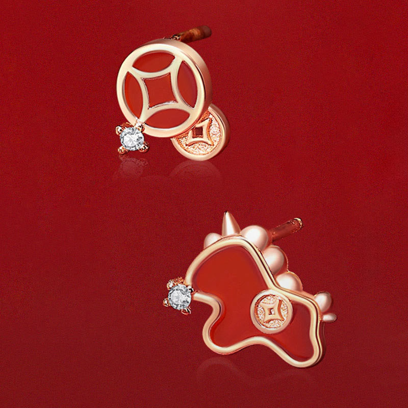 Wear FengShui 925 Sterling Silver Year Of The Horse Red String Red Agate Coin Charm Luck Bracelet