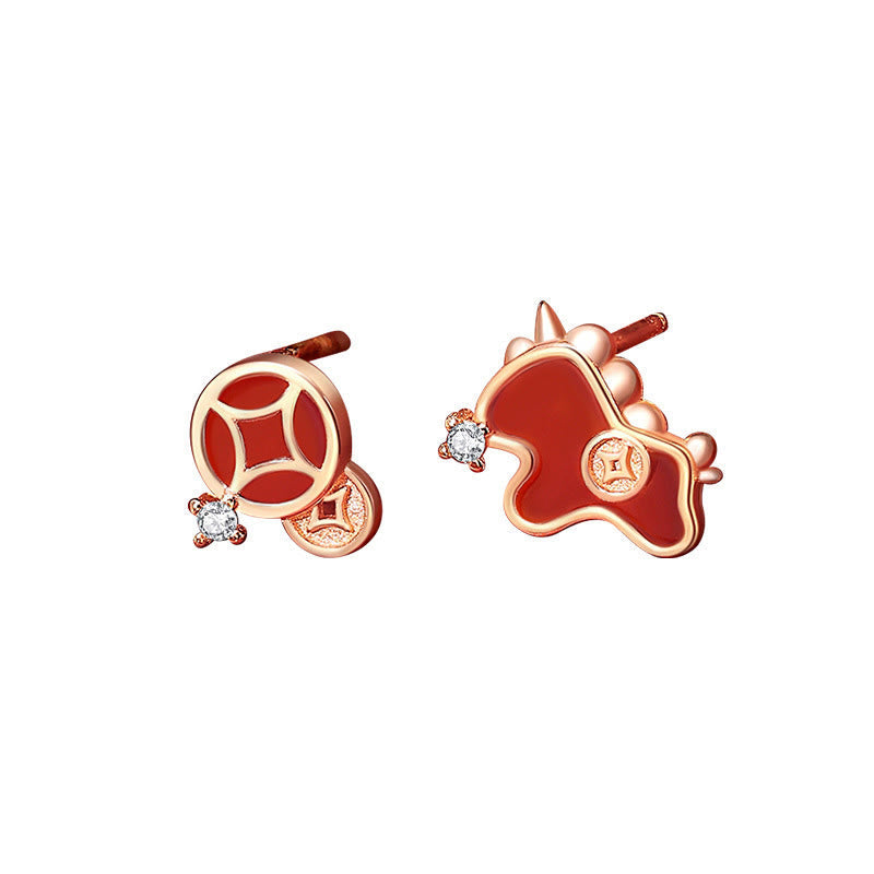 Wear FengShui 925 Sterling Silver Year Of The Horse Red String Red Agate Coin Charm Luck Bracelet