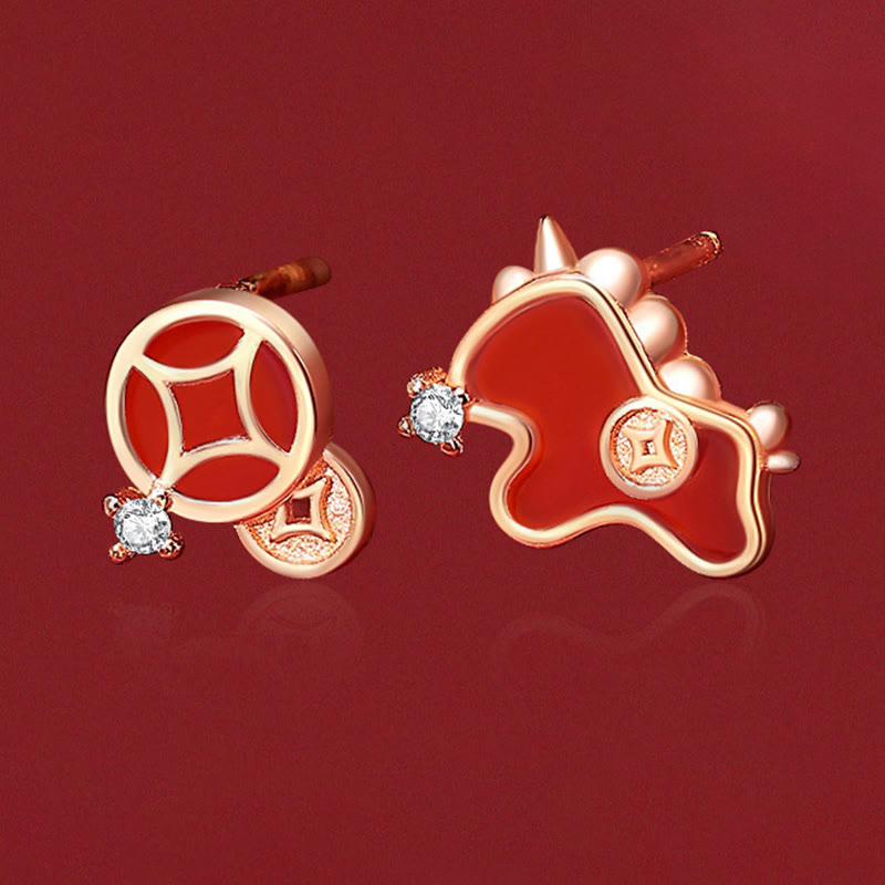 Wear FengShui 925 Sterling Silver Year Of The Horse Coin Charm Red Agate Blessing Necklace Pendant