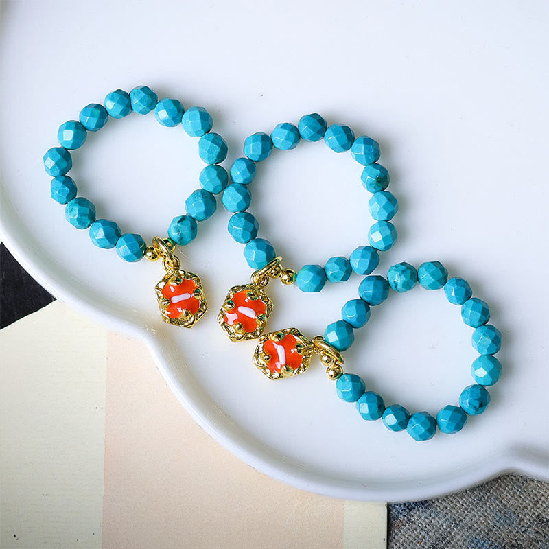 Wear FengShui 4mm Ultra-Fine Turquoise Faceted Bead Design Strength Elastic Ring