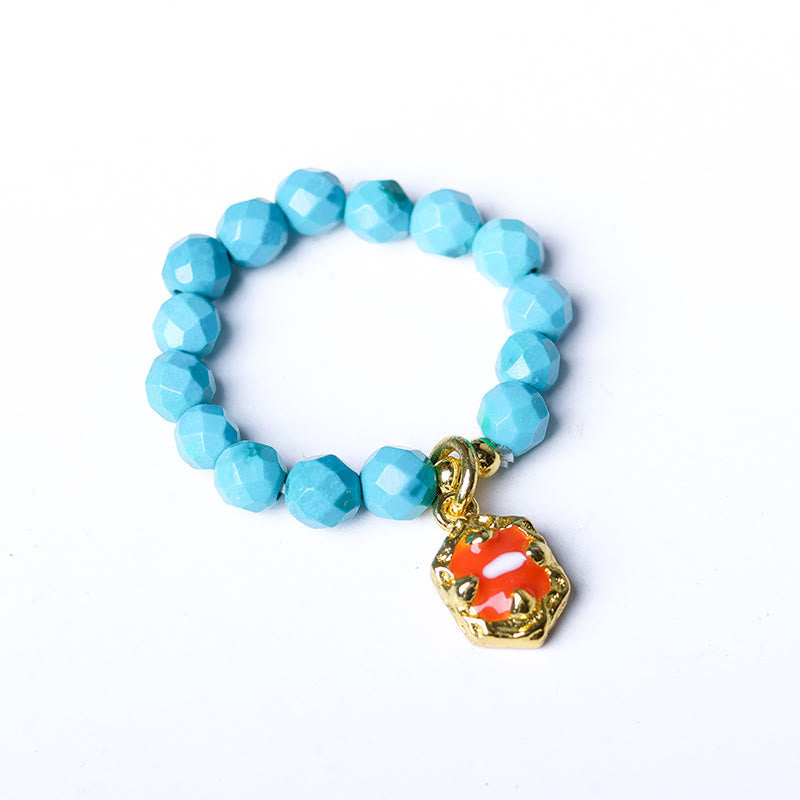 Wear FengShui 4mm Ultra-Fine Turquoise Faceted Bead Design Strength Elastic Ring