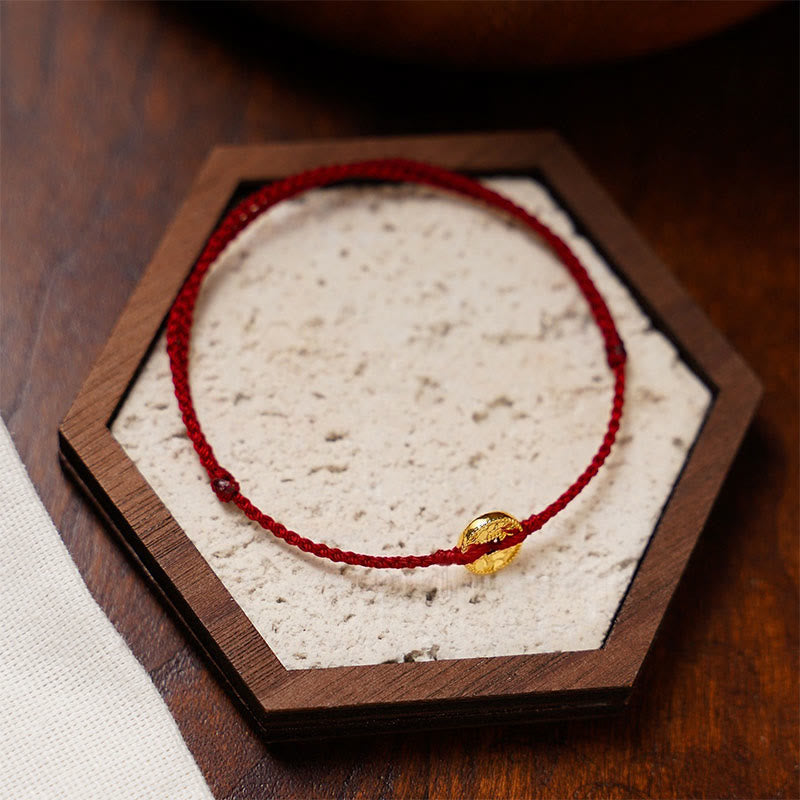 Wear FengShui Handmade Copper Coins Charm Connection Braided String Adjustable Bracelet Anklet