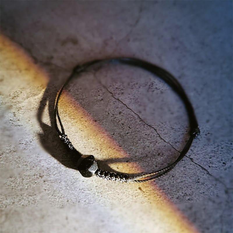 Wear FengShui Natural Black Obsidian String Braided Strength Bracelet