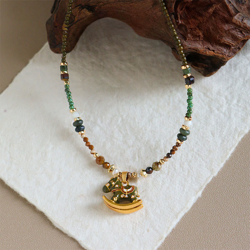 Wear FengShui Year Of The Horse Copper Tiger Eye Various Beads Balance Necklace Pendants
