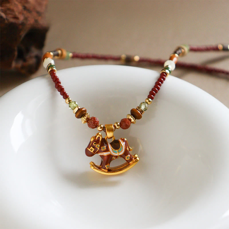 Wear FengShui Year Of The Horse Copper Tiger Eye Various Beads Balance Necklace Pendants