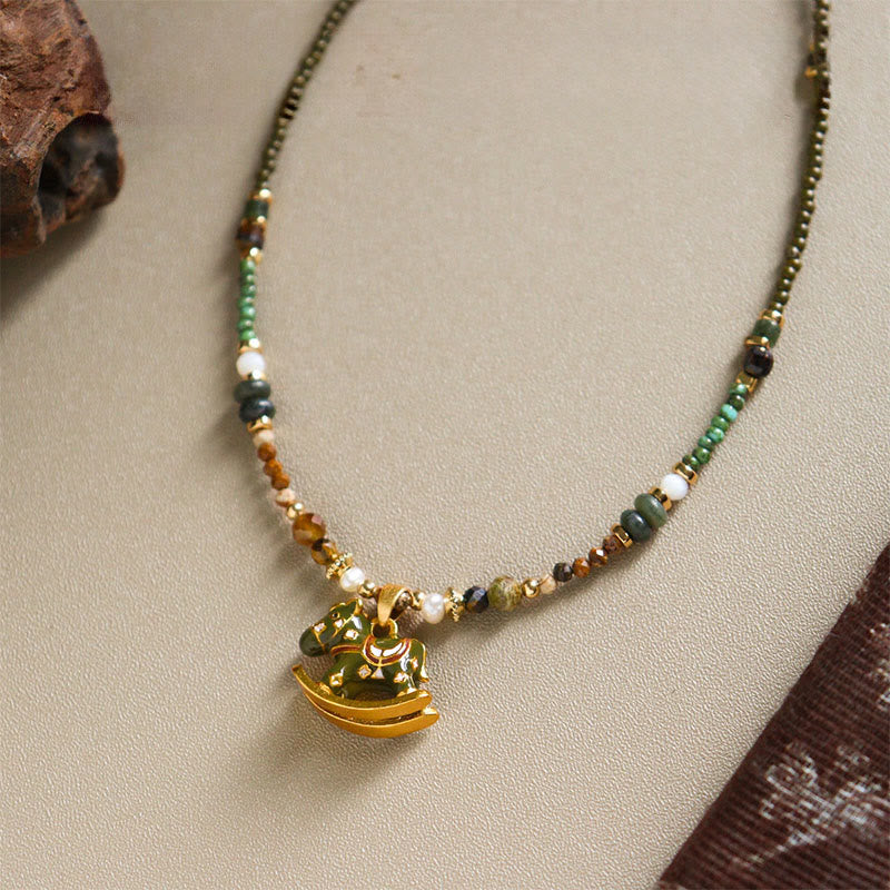 Wear FengShui Year Of The Horse Copper Tiger Eye Various Beads Balance Necklace Pendants