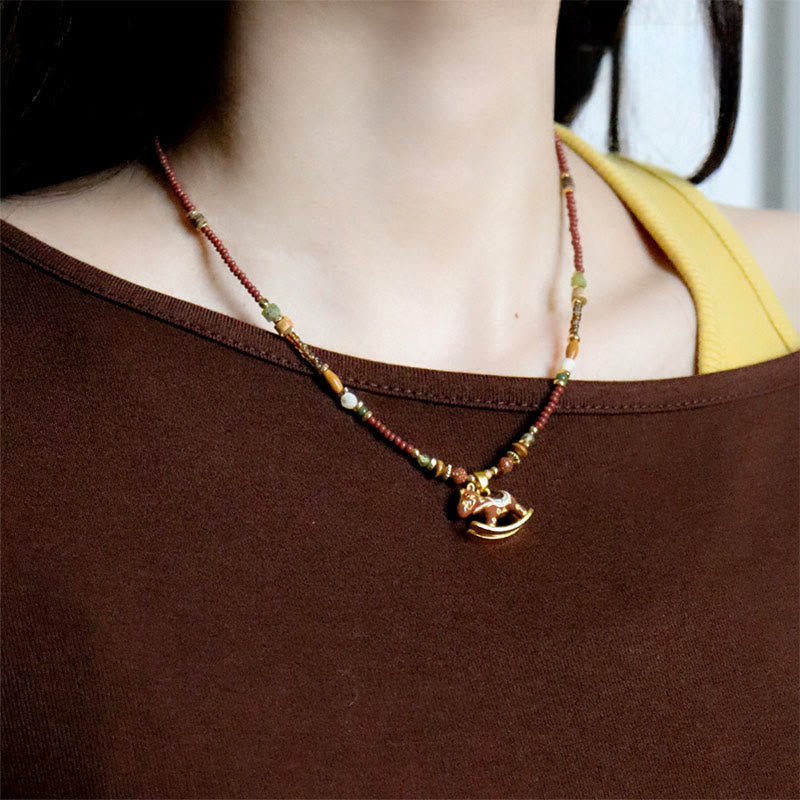 Wear FengShui Year Of The Horse Copper Tiger Eye Various Beads Balance Necklace Pendants