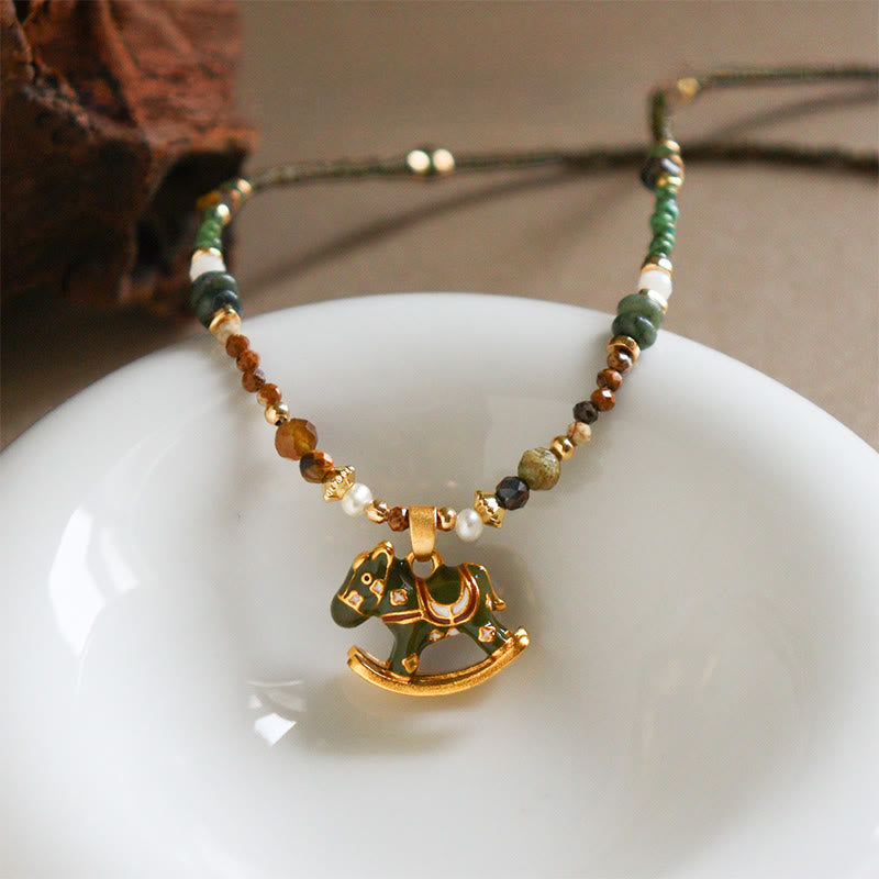 Wear FengShui Year Of The Horse Copper Tiger Eye Various Beads Balance Necklace Pendants