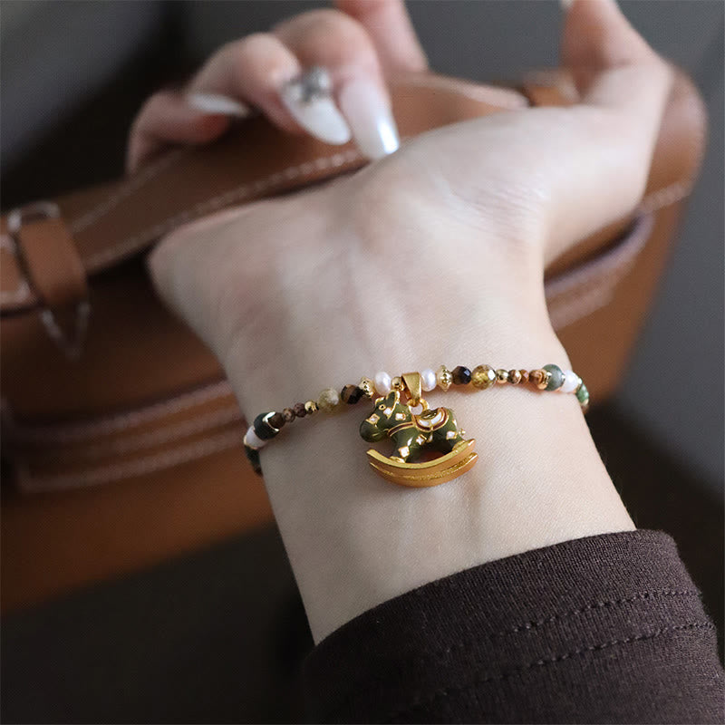 Wear FengShui Year Of The Horse Oil Dripping Copper Various Beeds Grace Bracelet