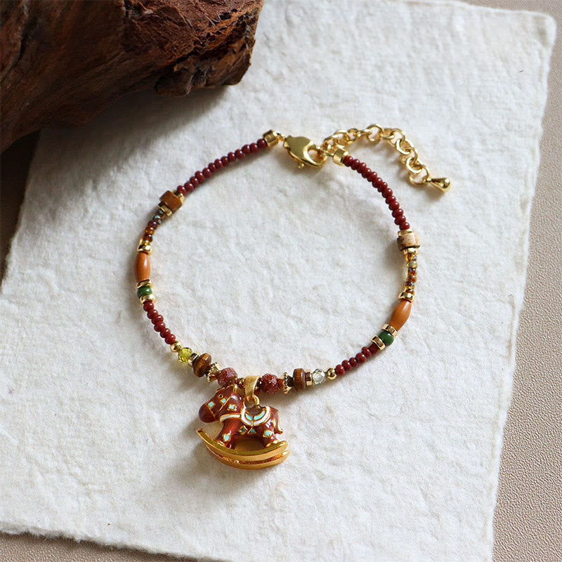 Wear FengShui Year Of The Horse Oil Dripping Copper Various Beeds Grace Bracelet