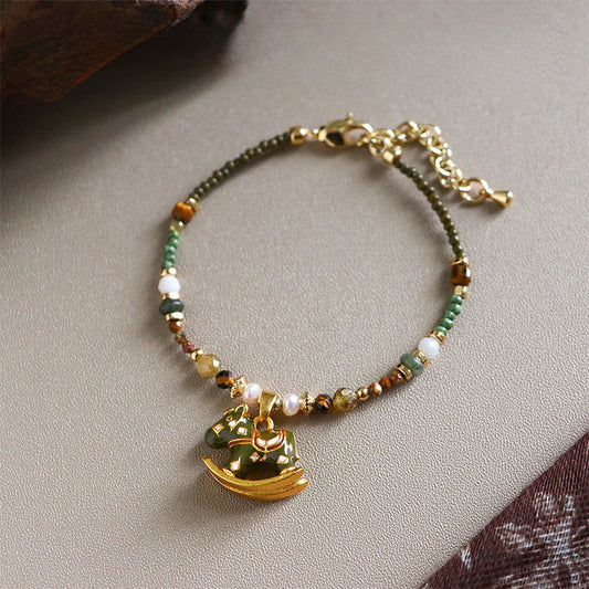 Wear FengShui Year Of The Horse Oil Dripping Copper Various Beeds Grace Bracelet
