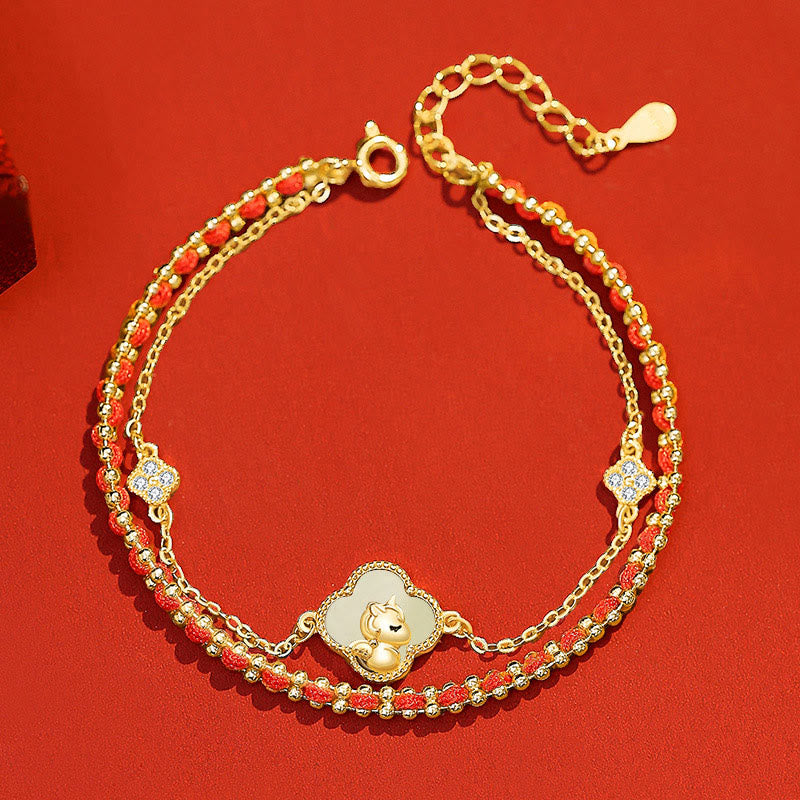 Wear FengShui 925 Sterling Silver Year Of The Horse Red Agate Hetian Jade Confidence Bracelet