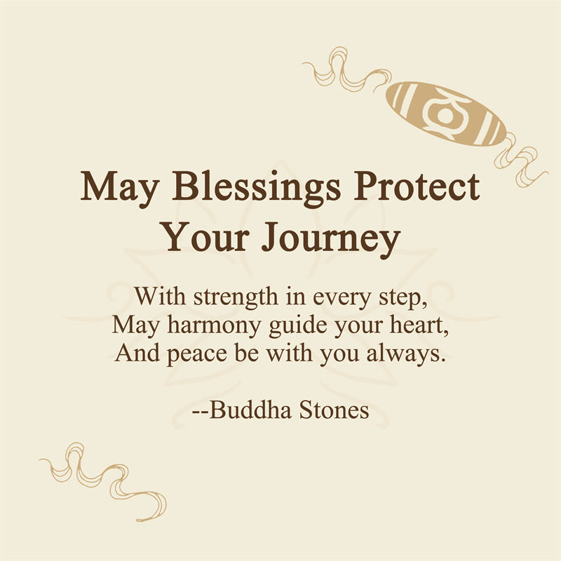 Wear FengShui "May Blessings Protect Your Journey" Dzi Bead Bracelet Includes Gift Message Card