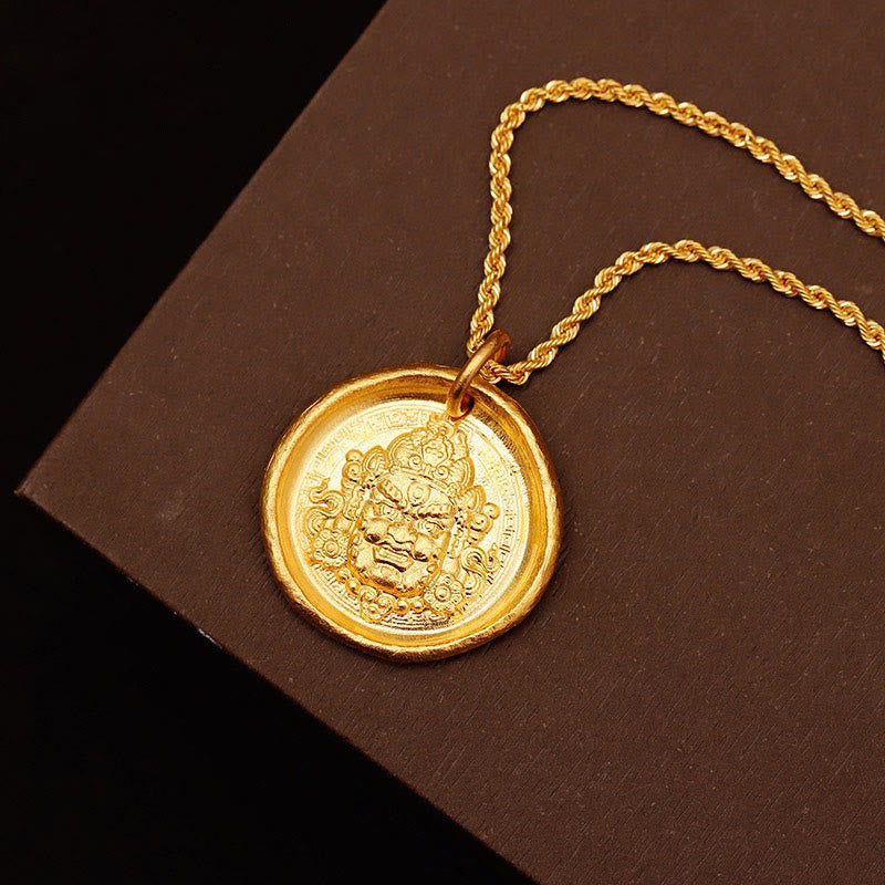 Wear FengShui 24k Gold Plated Brass Yellow Jambhala Prosperity Protection Chain Pendant Necklace