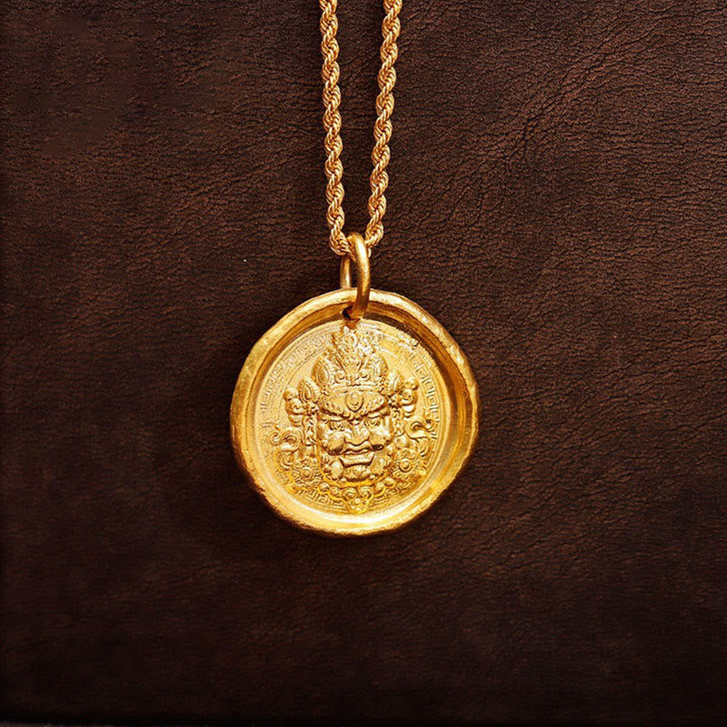 Wear FengShui 24k Gold Plated Brass Yellow Jambhala Prosperity Protection Chain Pendant Necklace